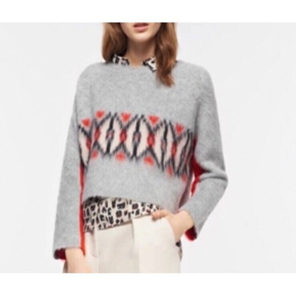 Max & Co Gray Crew Neck Crop Sweater Mohair Alpaca Sz Small - Picture 1 of 7